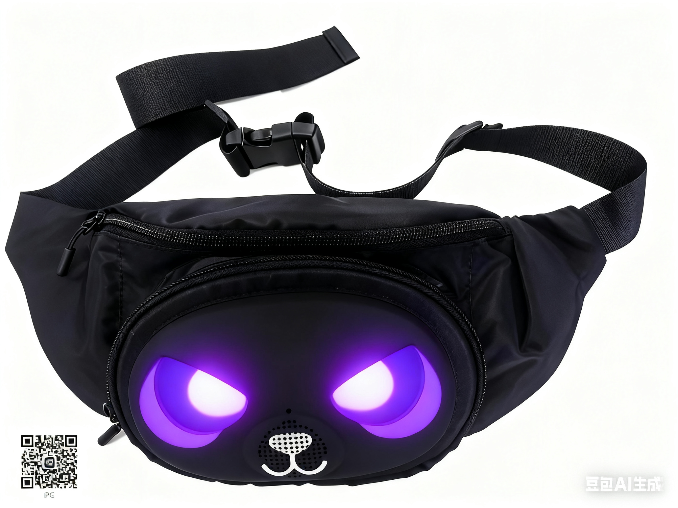 Waist bag with purple LED panda eyes